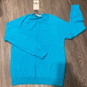 NWT Zara teal cashmere sweater.